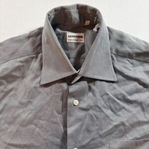 Lorenzini Dress Shirt Mens 15.5 39 Grey Stripe Cotton‎ Long Sleeve Made in Italy